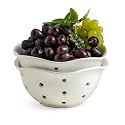 Gomakren Ceramic Berry Basket Set of 2, Floral Fruit Bowl 6in, Cream White