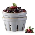 Gomakren Ceramic Berry Bowl Set of 2, Fruit Containers for Fridge, Gray