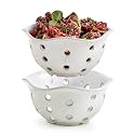 Gomakren Fruit Basket, 7.6in Berry Bowls Colander with Holes Set of 2 White