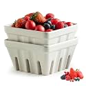 Gomakren Fruit Bowl, Ceramic Berry Basket Set of 2, 5.7 Inch, Cream White