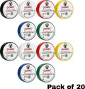 GOMEC PVC Tape Self Adhesive Electrical Insulation Tape | 7mx17mmx0.13mm(pack of 20) Assorted (Multicolor)