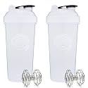 GOMOYO 2-Pack - 28-Ounce Shaker Bottle (White), Blender Protein Shaker Whisk, Bulk Protein Drink and Pre-Workout Shaker Cups, Dishwasher Safe & BPA Free