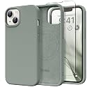 GONEZ Magnetic for iPhone 13/14 Case, Silicone Cover Calke Green