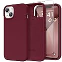 GONEZ Magnetic for iPhone 13/14 Case, Silicone Cover Maroon