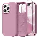 GONEZ Magnetic for iPhone 14 Pro Case, [Compatible with MagSafe] Anti-Scratch Microfiber Lining &amp; Screen Protector, Shockproof Slim Phone Silicone Cover 6.1 inch, Blackcurrant