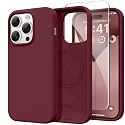 GONEZ Magnetic for iPhone 14 Pro Max Case, [Compatible with MagSafe] Anti-Scratch Microfiber Lining &amp; Screen Protector, Shockproof Slim Phone Silicone Cover 6.7 inch, Maroon