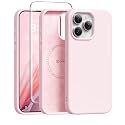 GONEZ Magnetic for iPhone 15 Pro Case, Silicone Cover Chalk Pink