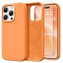 GONEZ Magnetic for iPhone 15 Pro Case, Silicone Cover Orange