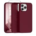 GONEZ Magnetic for iPhone 15 Pro Case, Silicone Cover Maroon