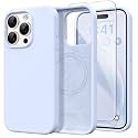GONEZ Magnetic for iPhone 15 Pro Case, Silicone Cover Cyan Purple