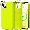 GONEZ Magnetic for iPhone 15 Case, Silicone Cover Neon Lemon