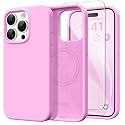 GONEZ Magnetic for iPhone 15 Pro Max Case, Silicone Cover Rose Pink