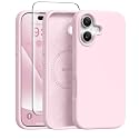 GONEZ Magnetic for iPhone 16 Case, Silicone Cover Pastel Pink