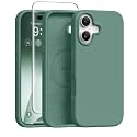 GONEZ Magnetic for iPhone 16 Case, Silicone Cover Midnight Green