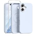 GONEZ Magnetic for iPhone 16 Case, Silicone Cover Baby Blue