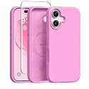 GONEZ Magnetic for iPhone 16 Case, Silicone Cover Rose Pink