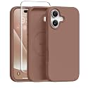 GONEZ Magnetic for iPhone 16 Case, Silicone Cover Brown