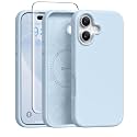 GONEZ Magnetic for iPhone 16 Case, Silicone Cover Blue