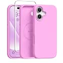 GONEZ Magnetic for iPhone 16 Case, Silicone Cover Cherry Blossom