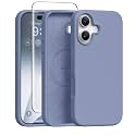 GONEZ Magnetic for iPhone 16 Case, Silicone Cover Lavender Gray