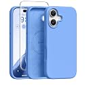GONEZ Magnetic for iPhone 16 Case, Silicone Cover Sky Blue