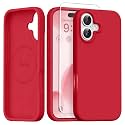 GONEZ Magnetic for iPhone 16 Case, Silicone Cover Red