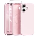 GONEZ Magnetic for iPhone 16 Case, Silicone Cover Chalk Pink