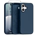 GONEZ Magnetic for iPhone 16 Case, Silicone Cover Dark Blue