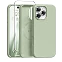 GONEZ Magnetic for iPhone 16 Pro Case, Silicone Cover Pastel Green