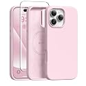 GONEZ Magnetic for iPhone 16 Pro Case, Silicone Cover Pastel Pink