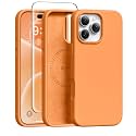 GONEZ Magnetic for iPhone 16 Pro Case, Silicone Cover Orange