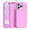 GONEZ Magnetic for iPhone 16 Pro Case, Silicone Cover Cherry Blossom
