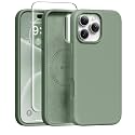 GONEZ Magnetic for iPhone 16 Pro Case, [Compatible with MagSafe] Anti-Scratch Microfiber Lining &amp; Screen Protector, Silicone Camera Control, Shockproof Slim Phone Cover 6.3 inch, Light Green