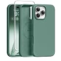 GONEZ Magnetic for iPhone 16 Pro Max Case, [Compatible with MagSafe] Anti-Scratch Microfiber Lining &amp; Screen Protector, Silicone Camera Control, Shockproof Slim Phone Cover 6.9 inch, Midnight Green