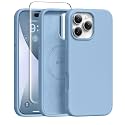 GONEZ Magnetic for iPhone 16 Pro Case, Silicone Cover Mist Blue