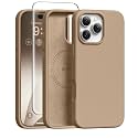 GONEZ Magnetic for iPhone 16 Pro Max Case, [Compatible with MagSafe] Anti-Scratch Microfiber Lining &amp; Screen Protector, Silicone Camera Control, Shockproof Slim Phone Cover 6.9 inch, Light Brown