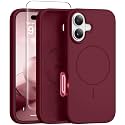 GONEZ Magnetic for iPhone 17 Case, Silicone Cover Maroon
