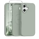 GONEZ Magnetic for iPhone 17 Case, Silicone Cover Light Green