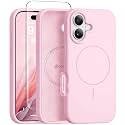 GONEZ Magnetic for iPhone 17 Case, Silicone Cover Pastel Pink