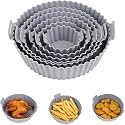 6 pcs. Reusable Air Fryer Silicone Pot Liners | Non-Stick Heat-Resistant Basket Baking Trays | Airfryer Oven Accessories | Dishwasher Safe | Multicolor | (Pack of 1) WAD1