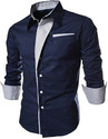 Gonsgadapp Men Solid Casual Blue Shirt