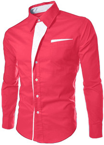 Gonsgadapp Men Solid Casual Red Shirt