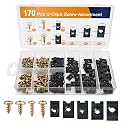 GOOACC 170Pcs Car U-Clip and Screw Assortment Kit 9 Different Sizes
