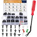 GOOACC Car Push Retainer Clips & Auto Fasteners Assortment Popular Sizes Nylon Bumper Fender Rivets, 425Pcs Clips + Remover