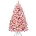 GOOBED 4.5ft Prelit Pink Flocked Christmas Tree w/ 200 Warm White Lights