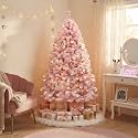 GOOBED 6ft Prelit Pink Flocked Christmas Tree w/ 250 Warm White Lights
