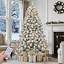 GOOBED Prelit Flocked Christmas Tree 7.5FT w/Remote &amp; 550 Lights