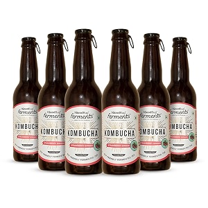 the good bug kombucha fermented tea  1 bn cfu live cultures  gut friendly gluten free immunity booster  antioxidant and hydration  strawberry ginger pack of 6  300 ml