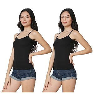 Good Connection Womens Spaghetti Straps Plain Cotton