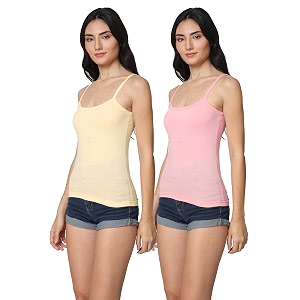Good Connection Womens Spaghetti Straps Plain Cotton